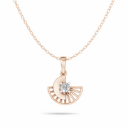 Diamond Sunburst Pendant(without chain) - 18Kt Rose Gold vermeil